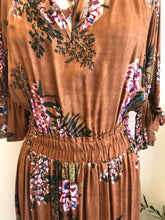 Load image into Gallery viewer, All Dolled Up Floral Midi Dress Saddle (Smalls Only)