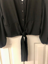 Load image into Gallery viewer, Back To Basics Front Tie Black Blouse