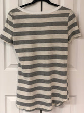 Load image into Gallery viewer, Sail Away Striped Tee Shirt Grey + Ivory