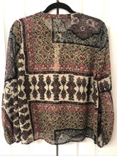 Load image into Gallery viewer, Feeling Festive Long Sleeve Sheer Blouse