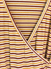 Load image into Gallery viewer, It&#39;s A Wrap Striped Short Sleeve Top Mustard + Rust
