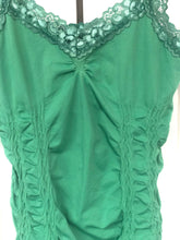 Load image into Gallery viewer, Green With Envy Lacy Ruched Tank
