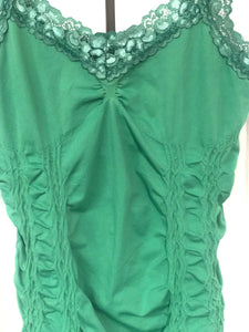 Green With Envy Lacy Ruched Tank