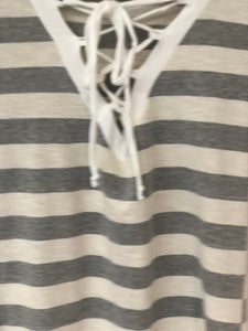 Sail Away Striped Tee Shirt Grey + Ivory