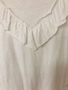 Ruffles All The Way White 3/4 Sleeve Top