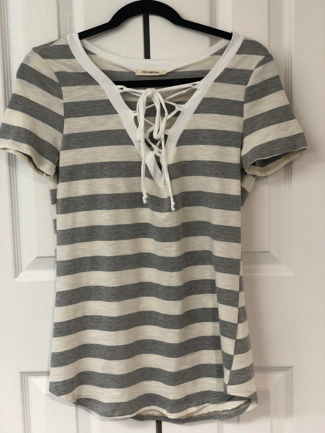 Sail Away Striped Tee Shirt Grey + Ivory