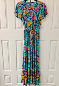 In The Moment Bright Floral Wrap Maxi Dress