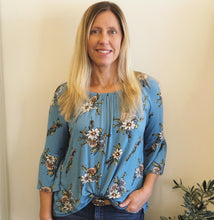 Load image into Gallery viewer, Fleur De France Blue Floral Off The Shoulder Top
