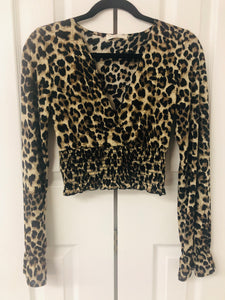 Cheetah Chic Cropped Long Sleeve Top