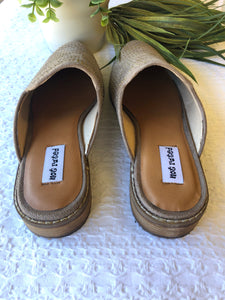 Maryam Flat Wood Stacked Mule Taupe