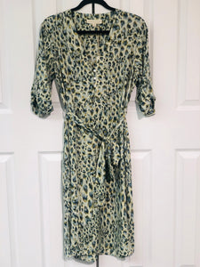 Leila Leopard Midi Dress Blue + Green