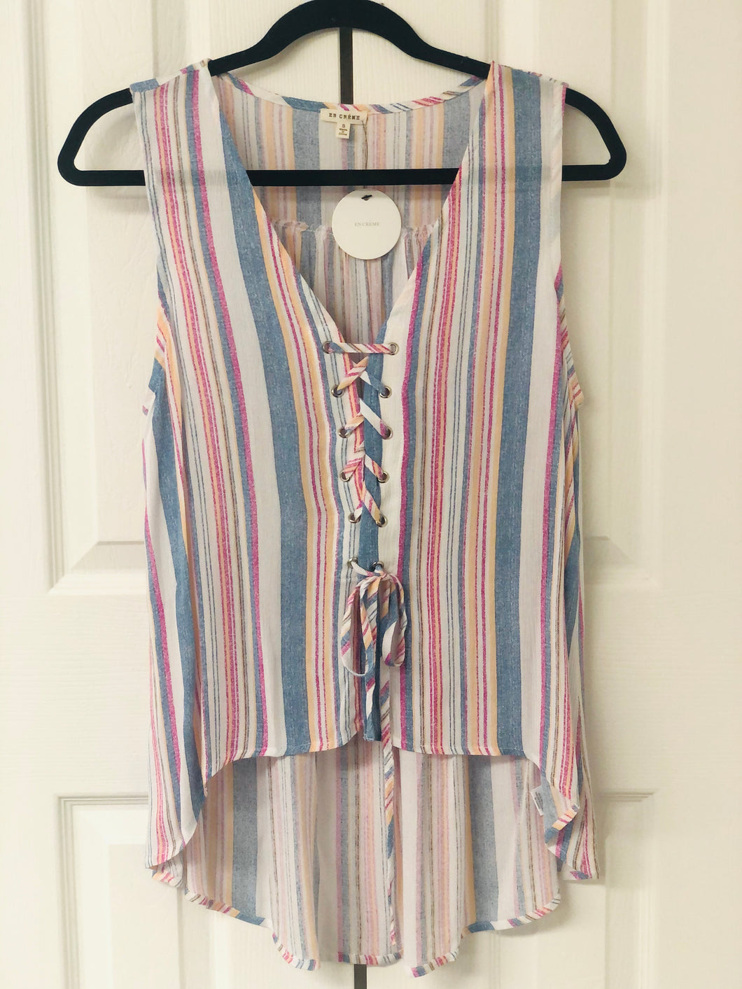 Bright Stripes Sleeveless Striped Top