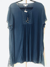 Load image into Gallery viewer, Blue Belle Lace Button Down Tunic-Dress Navy Blue
