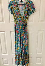 Load image into Gallery viewer, In The Moment Bright Floral Wrap Maxi Dress
