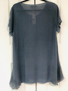 Blue Belle Lace Button Down Tunic-Dress Steel Blue