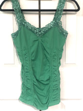 Load image into Gallery viewer, Green With Envy Lacy Ruched Tank
