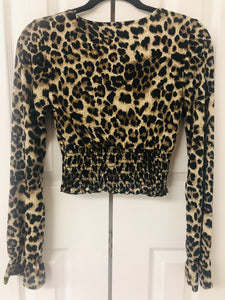 Cheetah Chic Cropped Long Sleeve Top