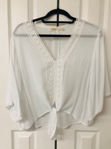 Willow White Front Tie Top