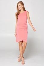 Load image into Gallery viewer, Rimini Coral Ruched Midi Dress
