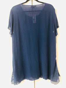 Blue Belle Lace Button Down Tunic-Dress Navy Blue