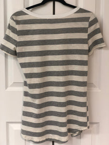 Sail Away Striped Tee Shirt Grey + Ivory