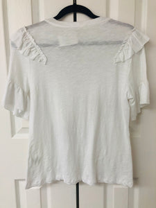 Ruffles All The Way White 3/4 Sleeve Top