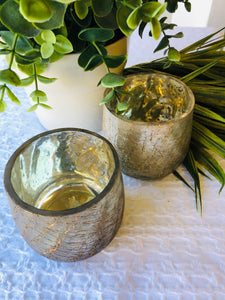 Mesmerizing Mercury Glass Votive Cup/Vase Set Of Two