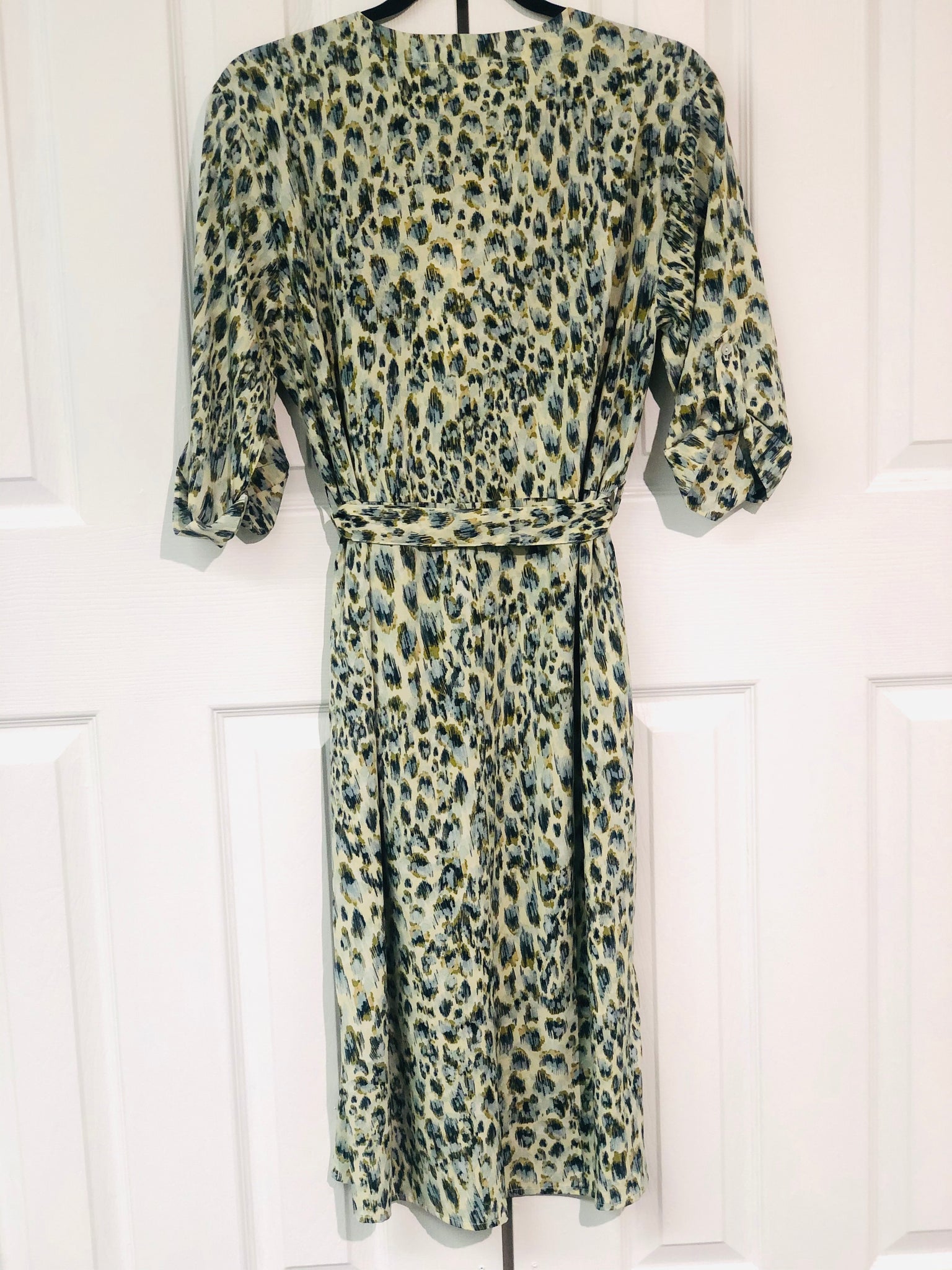 Leila Leopard Midi Dress Blue + Green On The Fly Fashion Leila Leopard Midi Dress Blue + Green On The Fly Fashion
